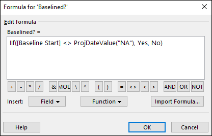 Figure 5: Formula created for the custom field