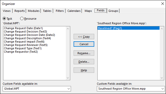 Figure 7: Organizer dialog