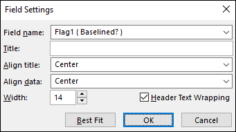 Figure 9: Field Settings dialog